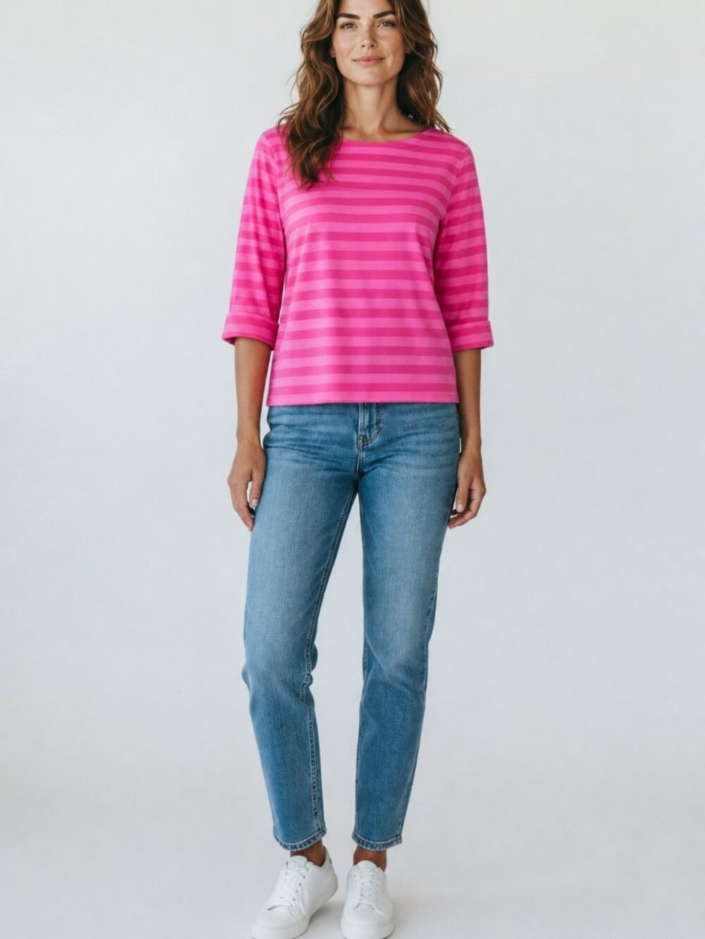 EUC B. Moss Striped 3/4 Sleeve Top Size:  XL